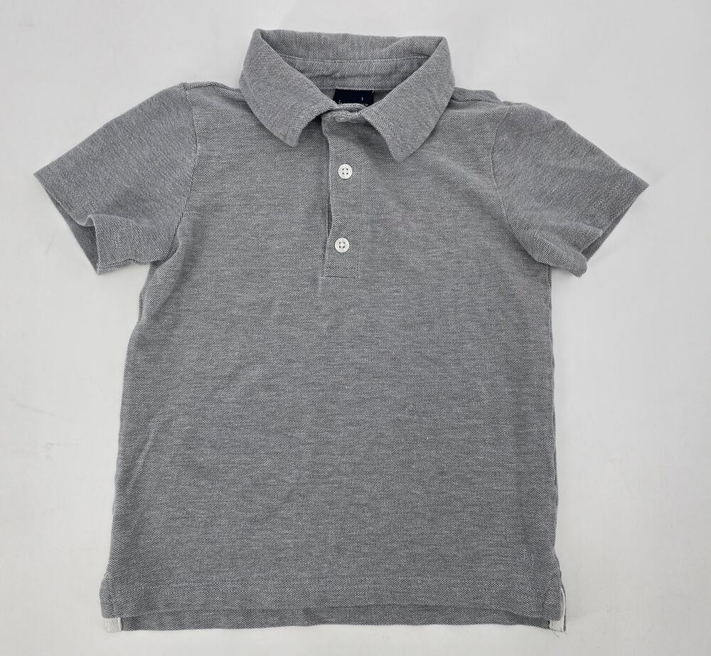 Janie and Jack Classic Preppy Neutral Grey Pique Polo 3T